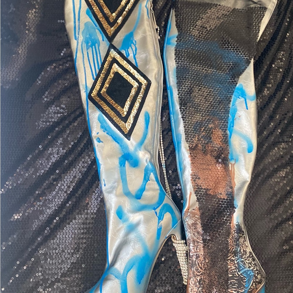 The Silver Baddie Over the Knee Boot Sz 11 - Picture 13 of 16